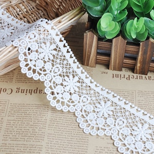 2 Yards Alice Exquisite Ivory Venice lace Trim Eyelash Big Flower Wedding Supplies 2.48 Inches Wide