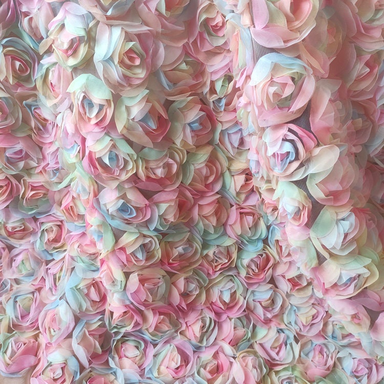 3D Rosette Fabric 3D Rose Fabric 3D Colorful Rose Chiffon | Etsy