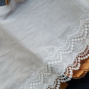 1 yard White Lace 14cm Width Cotton Eyelet Lace Trimmed Bow Scallop Lace scalloped cotton lace High-quality