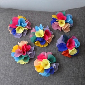 2pcs Flower Candy-colored chiffon rose lace, chiffon lace trim, chiffon floral trim, contrast floral trim, wedding trim, rosette trim,