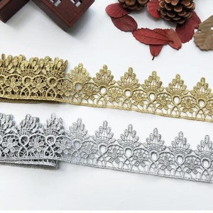 Spetskant Guld/Silver Krona Broderi Spetsdekoration Bröllopsdekoration Spetsdekoration Krona Spets Cosplay Spetsdekoration 6 cm
