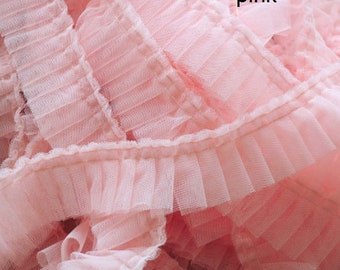 9 couleurs, 5 mètres de bordure en dentelle ivoire noir rose tulle floral à volants en dentelle de mariage pour bébé robe en dentelle 1,96 pouces de largeur par mètre