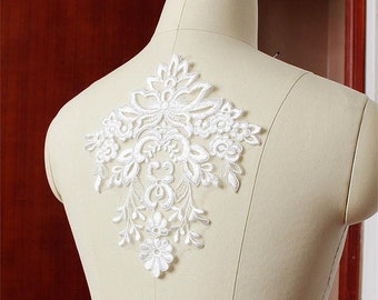 1 pc Graceful ivory wedding lace applique, bridal lace applique for wedding gown, bodice lace