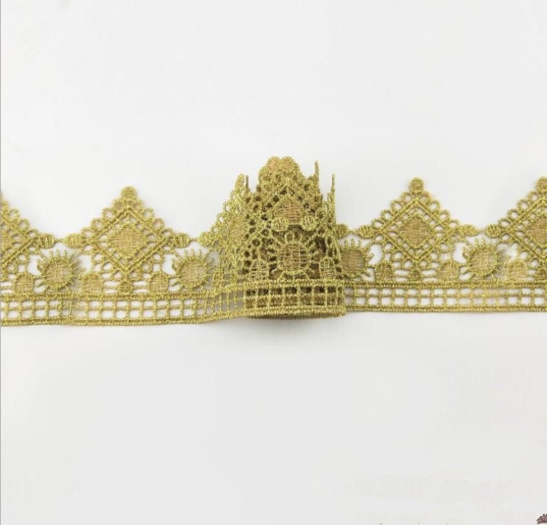 Metallic Goldtone Lacetrimmed Goldtrimmed Lace Trim Etsy
