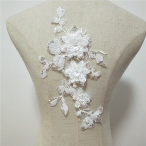 3D Flower Ivory Sequin Lace Applique Floral Exquisite Wedding Dress Grown Bridal Veil Accessories Dance costumes cosplay wears