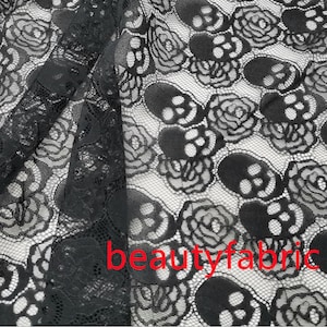 Black white skull rose lace lace fabric wedding fabric Veil lace Hanfu lace,dolls supplementary material,christmas  59" width