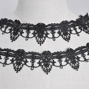 2 yards Ivory Black Crown Exquisite Alice Lace Trim Embroidered Floral Wedding  1.77 Inches Wide