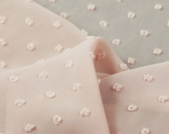2 colors 1 yard Chiffon Fabric Pink Ivory Dot Exquisite Bridal Wedding Fabric Skirt Fabric Headband 59&quot; width