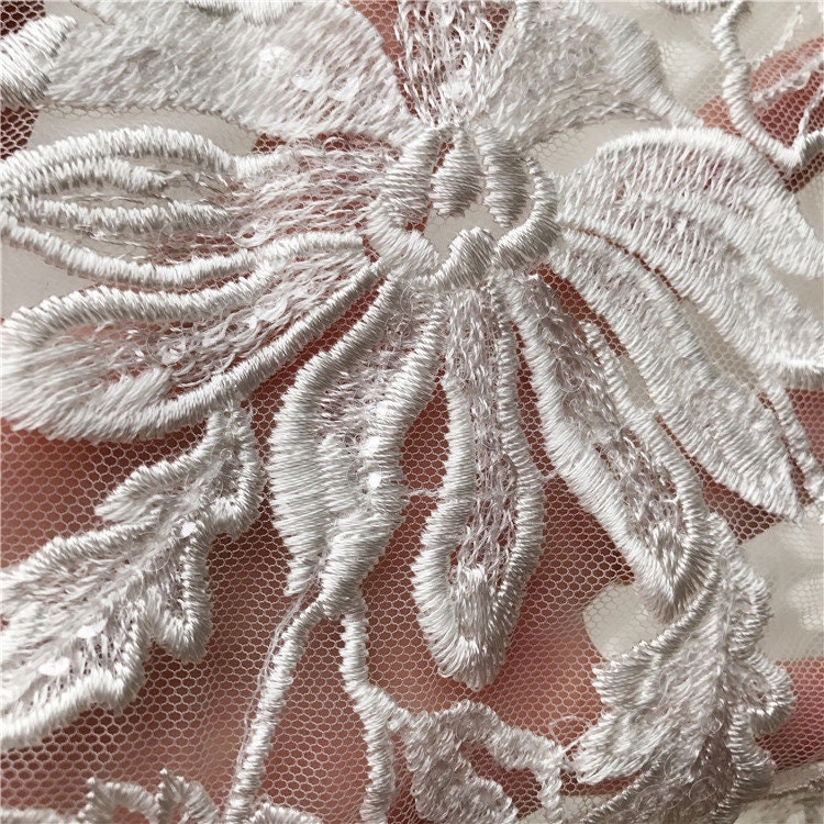 Ivory Cotton Flower Alencone Lace Super Luxury Lace Appliques | Etsy