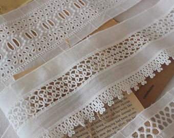 2 yards High quality hollow fan-shaped cotton fabric cotton trim embroidery eyelet trim lace, off white cotton lace, scalloped lace trim