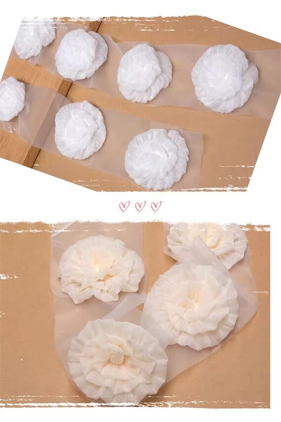 GORGECRAFT 55,3 cm Bestickte bloemenstof, (2)D Organza