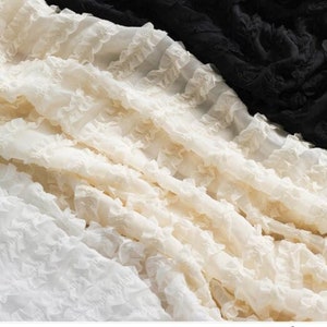 3 colors 1 yard Apricot Black White Chiffon Fabric Striped Pleated Fabric Exquisite Bridal Wedding Fabric Skirt Fabric Headband 59" width