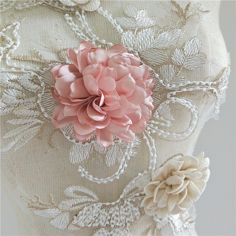 3D Pink Flower Super Luxury Lace Appliques Floral Exquisite - Etsy
