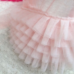 1 yard Lace Trim Light Pink Ruffled Tulle 5 layers Wedding Fabric Bridal 6.69" width