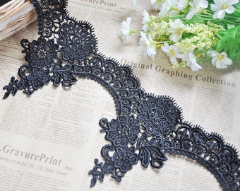 2 Yards Exquisite Black Venice lace Trim Aulic Palace Lace Wedding Supplies 6.29 Inches Wide