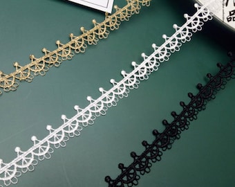 3 yards Gold Black Ivory Exquisite Alice Alencon Lace Trim Embroidered Floral Retro Wedding lace 0.70 Inches Wide