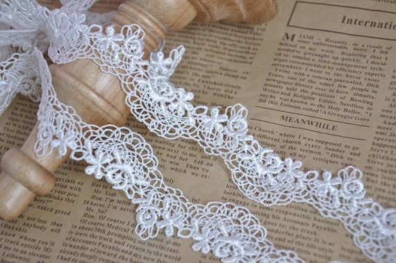 10 yards Lovely Cotton Lace Trim, White Ribbon Lace, White Cotton Lace Trim  for Bridal, Sewing, Applique, Gift wrap, Crafting