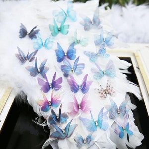 10 Pcs Assorted Organza 3D Butterfly With Rhinestone Lace Applique Patch For Gown Dress Head Jewelry Bridal Accessories
