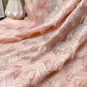 100D Apricot White Pink Green Chiffon Fabric Tassel Fringed Embroidery Exquisite Bridal Wedding Fabric Skirt Fabric Headband by the yard