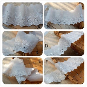 High-quality 2 YARDS natural cotton Lace trim embroidered eyelet trim cotton lace trim with hollowed out floral, cotton eyelet lace fabric