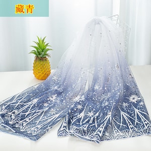 4 color Glitter print silver snowflake tulle lace fabric for DIY girl bady dress, wedding dresses, prom dresses or banquet dresses 59&quot; width