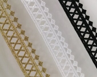 3 yards Gold Flower Exquisite Alice Alencon Lace Trim Embroidered Floral Retro Wedding lace 0.98 Inches Wide