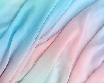 1 yard Ombre Chiffon Fabric Gradient Soft Ombre Chiffon Gradient Color For Prom Gown, Rainbow Dress, Maxi Dress, Spring SkirtBy 1 yard