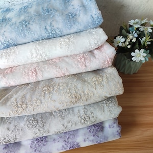 6 Colors 1 Yard Lace Fabric White Tulle Purple Rose Floral - Etsy