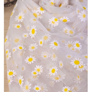 6 colors Lace Fabric Adorable Daisy Flower Daisy Print Tulle  Fabric for Flower Girl Dress, Party Dress, Costume design 59" width