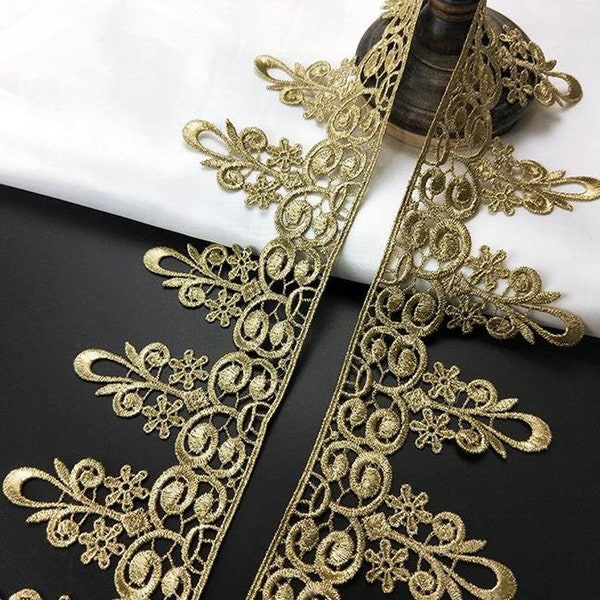 Gold / Silver Embroidery Lace Decoration, DIY Wedding Decoration Lace Decoration, DIY Crown Lace Decoration, Cosplay Lace Decoration 9cm