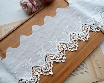 2 yards White cotton trim, cotton lace,  sewing lace,  lace, cotton lace  5.1" width