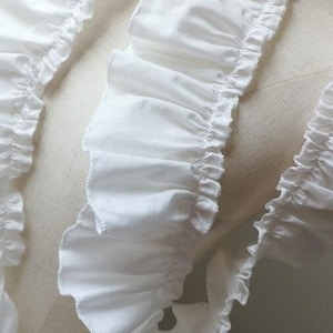 Lace Trim Pleated Cotton Lace Folding White Cotton Ruffled Cotton For Wedding Fabric Baby Fabric 3.14&quot; width