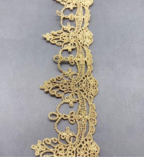 ゴールドレーストリムフラワー刺繍レース、クラウンレース装飾DIY