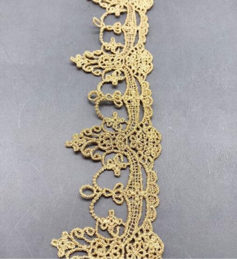 Gold Lace Trim Flower Embroidery Lace Crown Lace Decoration Etsy