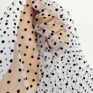 White polka discount dot lace fabric