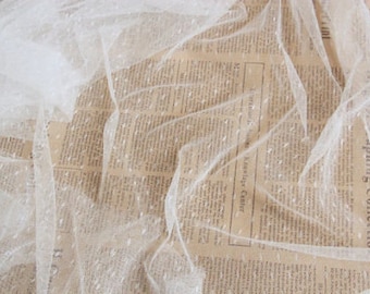 Lace Fabric Ivory Dots Gauze Bridal Lace Fabric Wedding Fabric Headband Fabric 59" width 1 yard