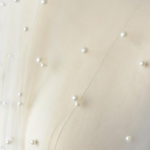 3 meters width White Tulle Irregular Bead Pearl Lace Fabric Exquisite Bridal Wedding Headband Fabric Dress Fabric 59/ 118 width 1 yard image 3