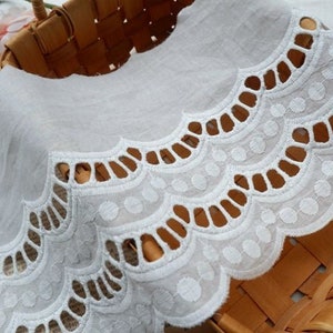 High Quality  White Scalloped Cotton Lace Trim 7.7 &quot;Wide Lace
