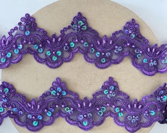 Lace Trim Rhinestone Bead Belt Purple Pearl Exquisite  display picture 2