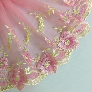 Lace Trim Pink Purple Colored lace clothing accessories embroidered lace decorative curtain fabric, wedding lace 7.87" width High Quality