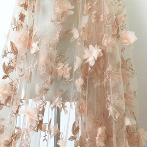 8 colors Lace Fabric 3D Chiffon Floral Gold Leaf Embroidery Tulle Exquisite Bridal Wedding Headband 51&quot; width