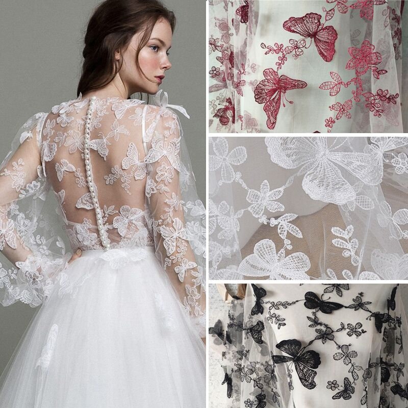 Ivory Embroidered Butterfly Lace Eu5002