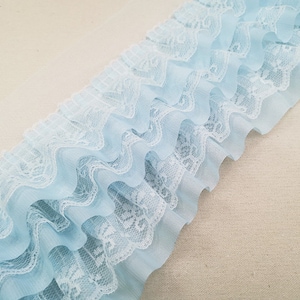 5 colors Lace Trim Blue Pink Purple White Black 3 layers pleat trim,chiffon lace rufflelLace ruffled Wedding Trim 4.33&quot; width