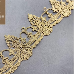 Gold  lace trim flower embroidery lace, crown lace decoration  DIY gold lace decoration 5cm width