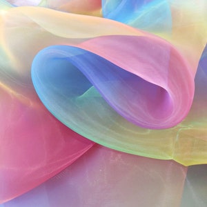 Beautiful Rainbow Organza Fabric Baby Dress Fabric Dance Dress Fabric Exquisite Bridal Wedding Headband 59" width 1 yard