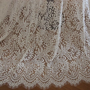 1 yard Lace Fabric Ivory Graceful Eyelash Bridal Wedding Fabric Headband Fabric 59 width image 1