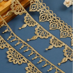 Lace trim gold widened embroidered tassel embroidery lace lace, crown lace decoration  DIY gold lace decoration