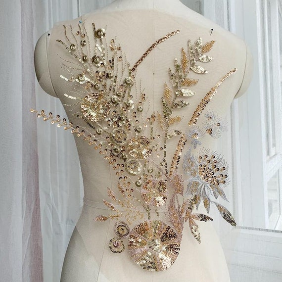 5 Colors Beaded Sequin Embroidery 3D Flower Lace Applique for Wedding,  Women's Hat, Lace Corset, - Etsy