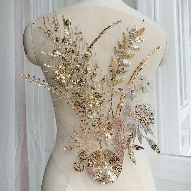 Amazon.com: Sequin Flower Tassel Wedding Gown Appliques Lace