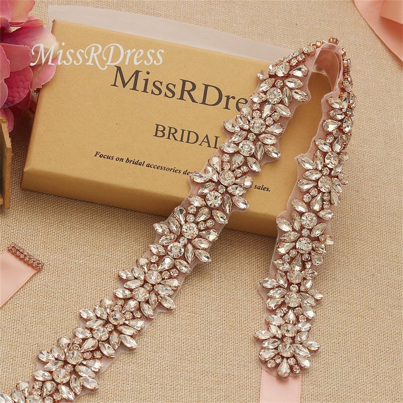 Rose Gold Bridal Belt - Etsy Rose Gold Bridal Belt - Etsy